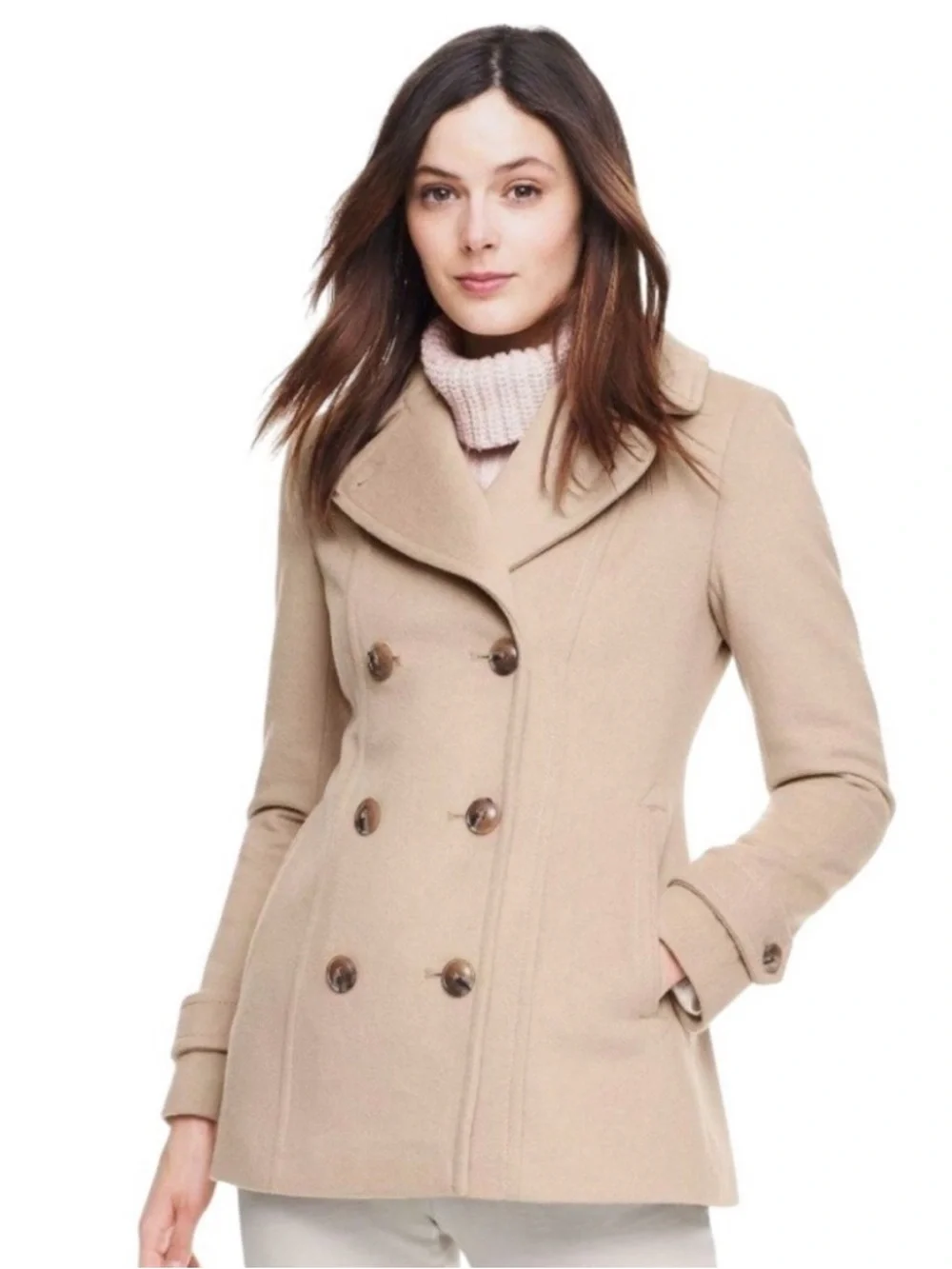 Lands End Women’s Soft Camel Wool Blend Peacoat